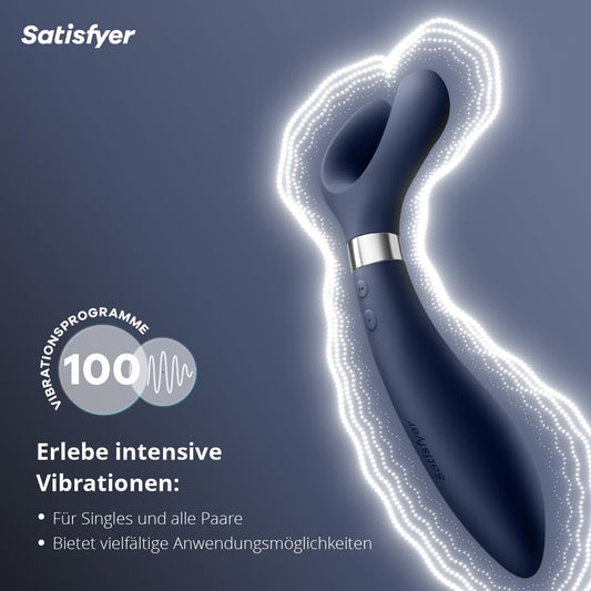 Satisfyer Endless Fun Vibrator für Paare 33 Anwendungsmöglichkeiten mit 100 Vibrations-Funktionen | Stark & Leise für Frau & Mann | Sex-Spielzeug verwendbar als Dildo und für Klitoris-Stimulation