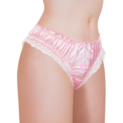 LittleForBig Unisex Hipster-Höschen Glatte Satin-Spitzenhöschen für Crossdressing und Transgender Rosa L