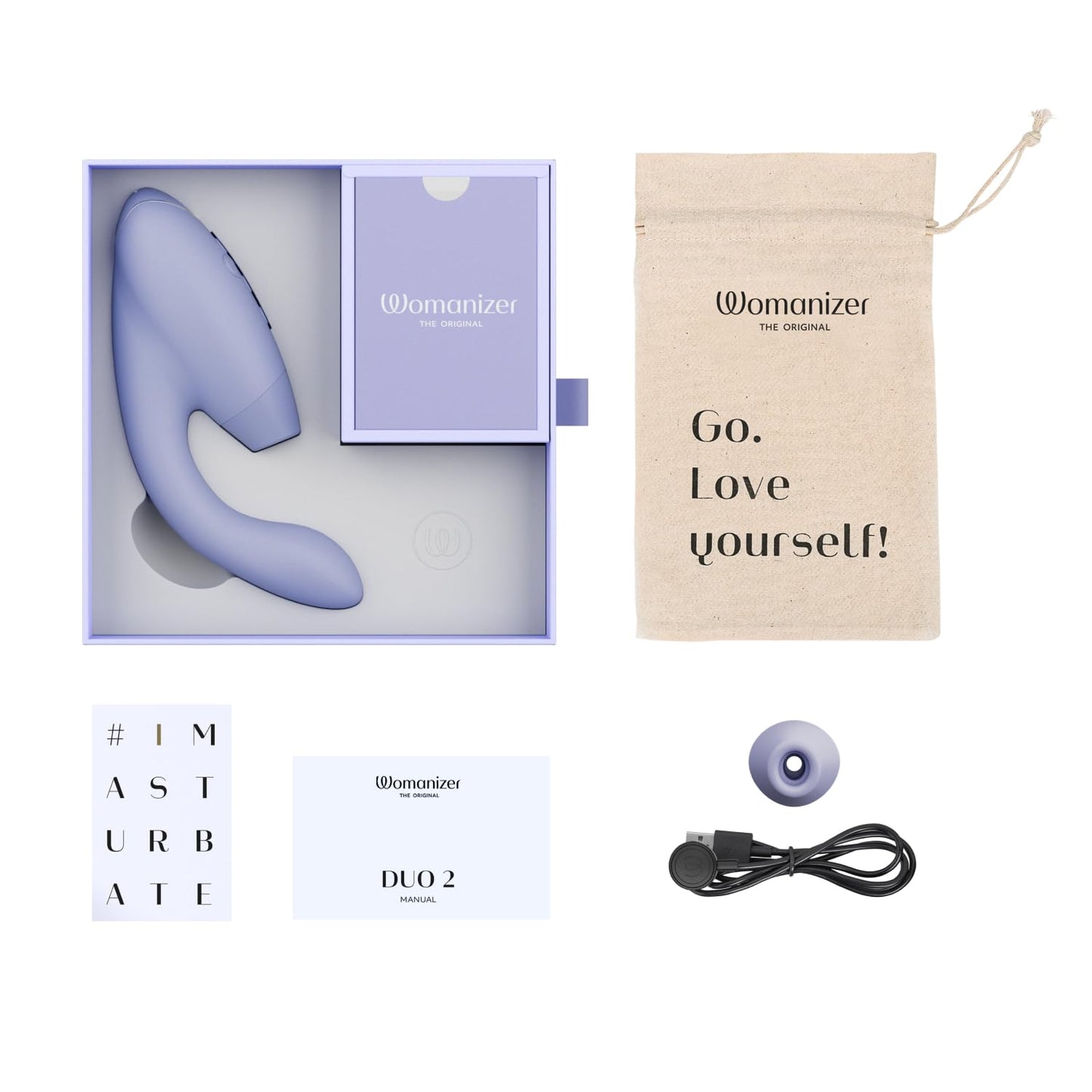 Womanizer Duo 2 Klitoris-Sauger für Frauen - Rabbit Vibrator Sextoy für Klitoris und G-Punkt Stimulation - Smart Silence - Druckwellenvibrator mit 14 Intensitätsstufen - Wasserdicht - Flieder