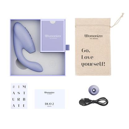 Womanizer Duo 2 Klitoris-Sauger für Frauen - Rabbit Vibrator Sextoy für Klitoris und G-Punkt Stimulation - Smart Silence - Druckwellenvibrator mit 14 Intensitätsstufen - Wasserdicht - Flieder