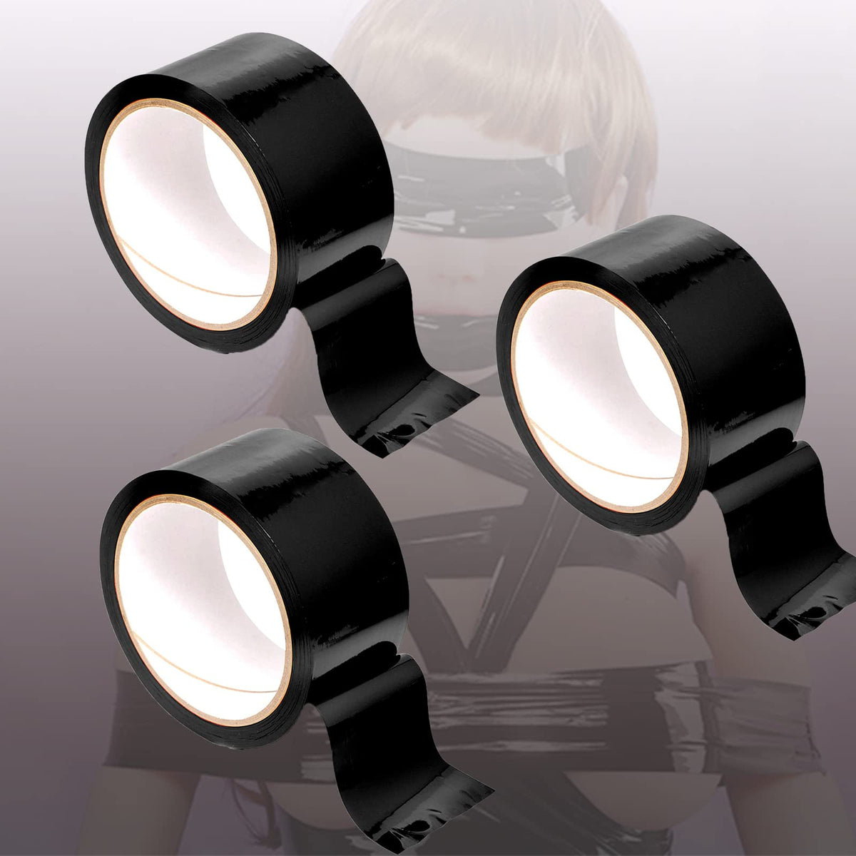 Ouch! - Bondage Tape 20m lang - 5cm breit 3PC Statikfreies Design Tape, Vielseitiges Bondage-SM-Band for Sexuell Sexspielung Paare Frauen Manner(Schwarz)