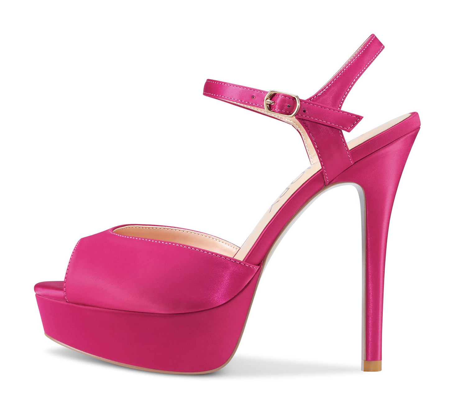 Damen Hoher High Absatz Heel Plateau Plattform Sandalen Knöchelriemen Peep Open Zehenkappe 13 CM Heels Hochzeit Party Sexy Römische Schuhe Magenta Rot 41 EU