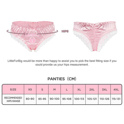 LittleForBig Unisex Hipster-Höschen Glatte Satin-Spitzenhöschen für Crossdressing und Transgender Rosa L
