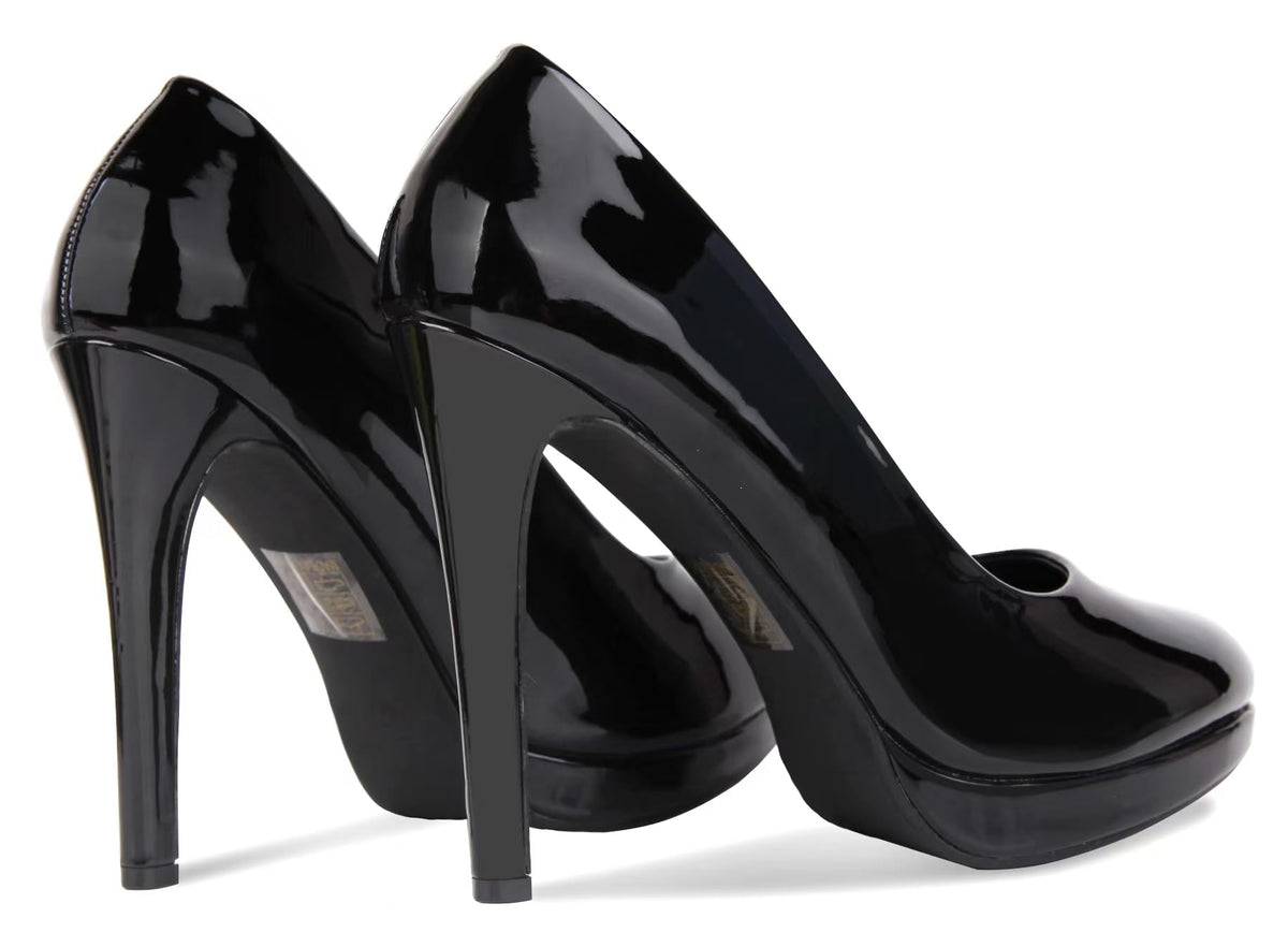 Sissy Femboy Crossdresser Pumps, Herren/Damen, Dragqueen, Transvestit, Absatzschuh mit runder Spitze, große Größen schwarzer lack,