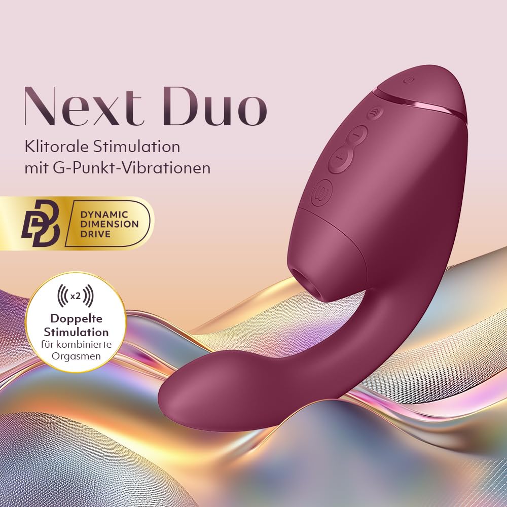 Womanizer Next Duo Rabbit Vibrator für Frauen | 14 Vibrations- & Saugmodi, 10 Muster | Dual Motor Dildo Vibrator mit Klitoris Stimulator & G-Punkt Vibrator | Leises Sexspielzeug für Frauen Dunkelrosa