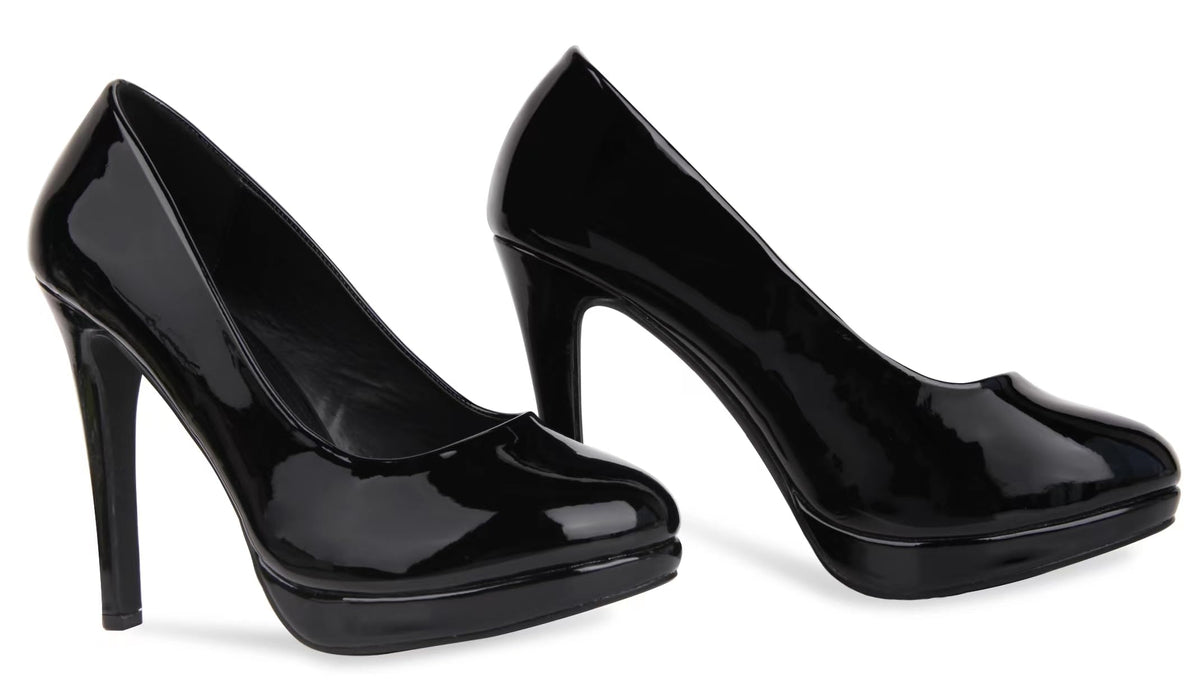 Sissy Femboy Crossdresser Pumps, Herren/Damen, Dragqueen, Transvestit, Absatzschuh mit runder Spitze, große Größen schwarzer lack,