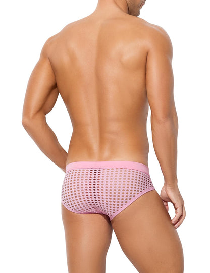 Mauro Kane Slip Herren Sexy Unterwäsche für Mann Transparent Unterhosen Männer Mesh Netz Slips Rosa XL