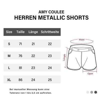 Herren Sexy Metallic Shorts Glitzer Kurze Hose (Silber, L)