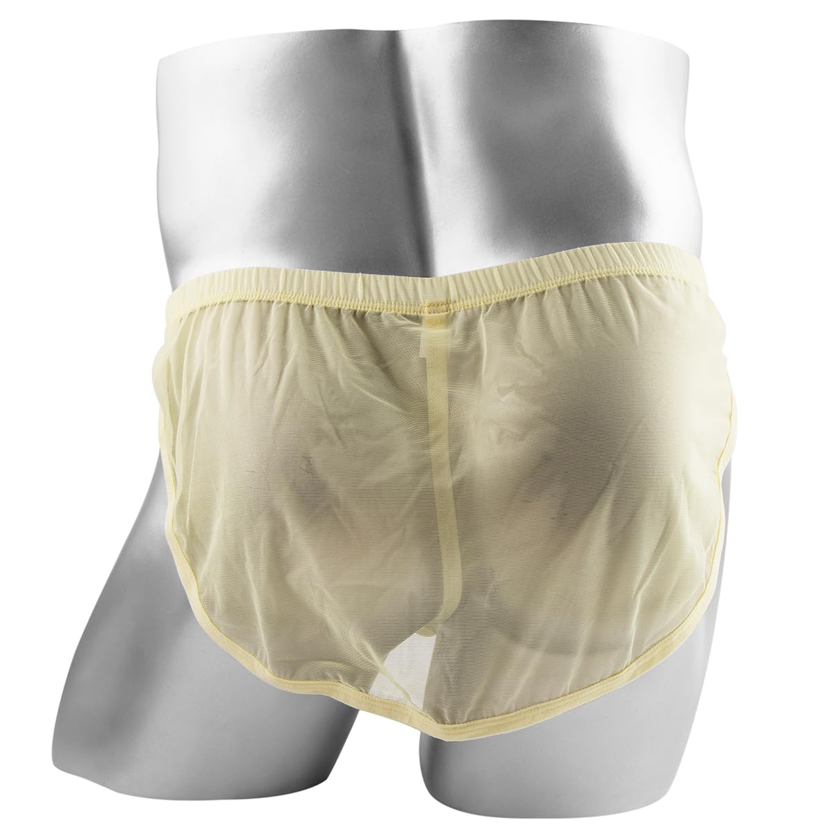 Men's Mesh Panel Ultra-Breathableg - Sheer See Through Lace Sexy Underwear Yellow-3XL