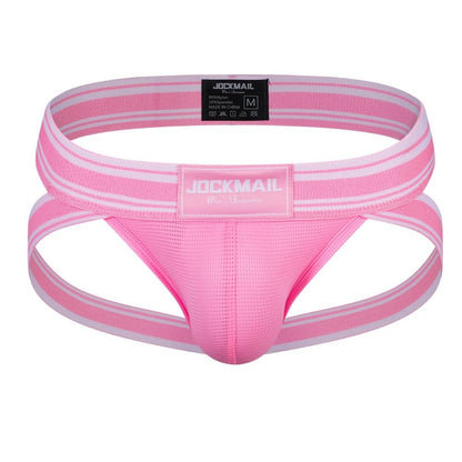 JOCKMAIL Herren Tanga Unterwäsche Sexy Jockstrap Camouflage Netzstoff Atmungsaktiv Unterhose für Männer (DE/NL/SE/PL, Alphanumerisch, XL, Regular, Regular, Rosa1)