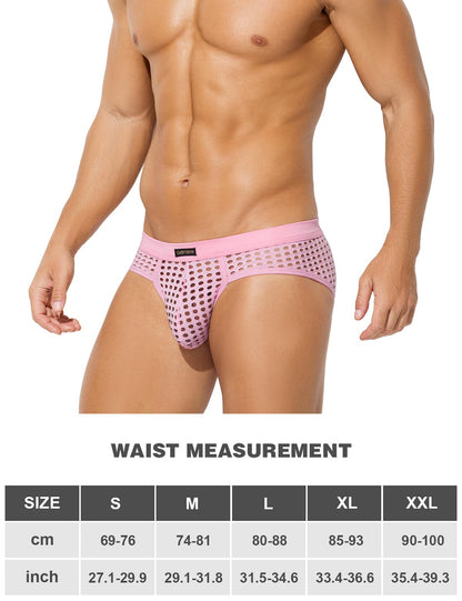 Mauro Kane Slip Herren Sexy Unterwäsche für Mann Transparent Unterhosen Männer Mesh Netz Slips Rosa XL