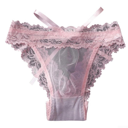Herren Slip Aus Spitze Und Netz Mit Schleife Durchsichtig 3d Beutel Atmungsaktiv Ice Silk Unterwäsche Reizwäsche Schwarz Größe M(M Pink)