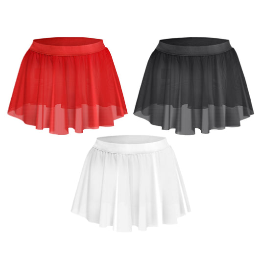 GENEMEN Herren Mesh Sissy Röcke Sexy See Through Crossdressers Unterwäsche Nachtclub Party Cosplay Kostüm (Schwarz+Rot+Weiß)