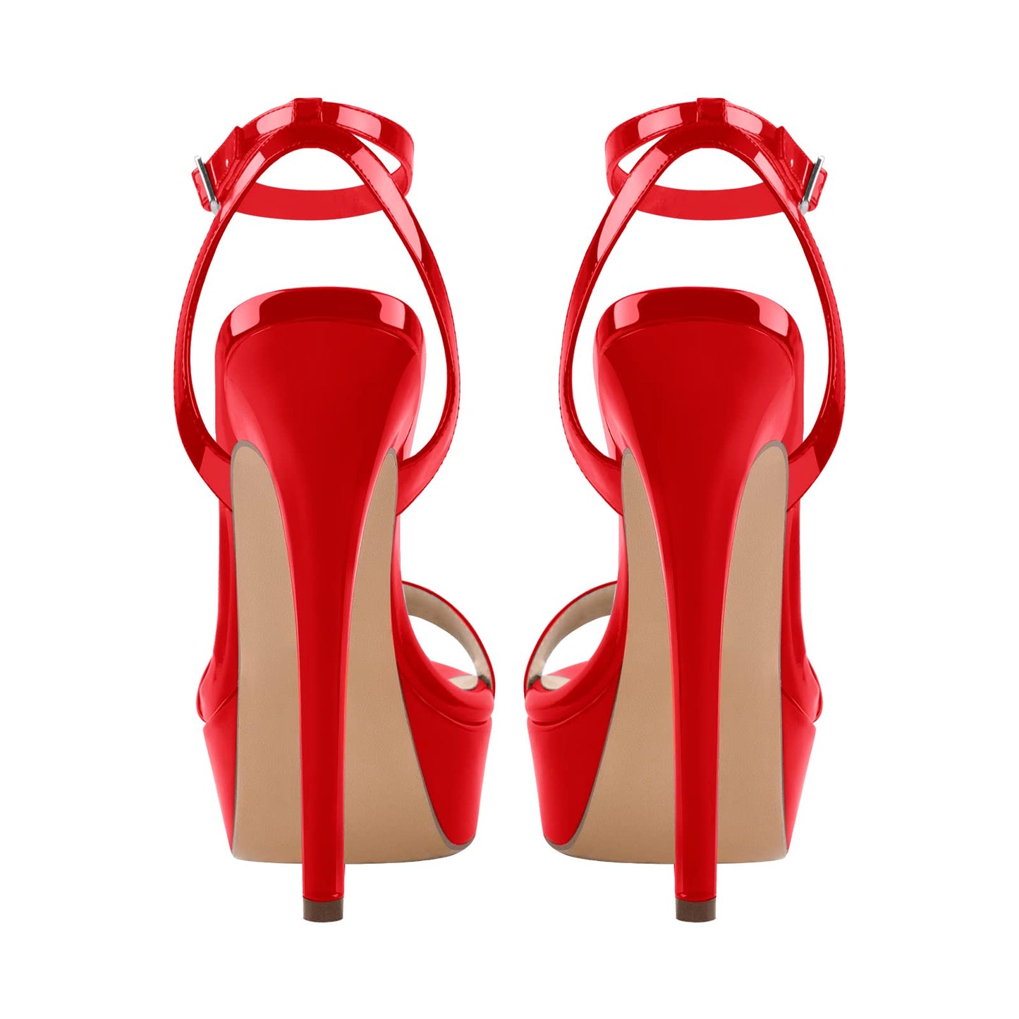 Only maker Damen Fetische High Heels Slingback Sandaletten Plateau Sandalen Stiletto Sommerschuhe Lack Rot 40 EU