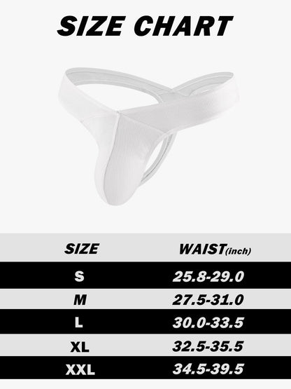 Herren String Tanga Männer Unterwäsche Atmungsaktive Rippen Unterhose Weich und Dehnbar Low Rise Thong, Weiß, XL