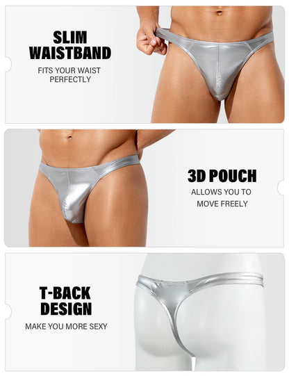 Arjen Kroos Herren String Tanga PU Leder G-String Sexy Unterwäsche, S