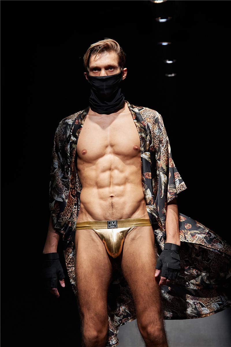 JOCKMAIL Jockstrap Herren String Leder Tanga Unterwäsche Niedrige Taille Atmungsaktiv Sport Slip Männer (DE/NL/SE/PL, Alphanumerisch, XL, Regular, Regular, golden)