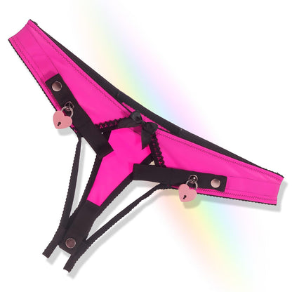 Crysore Herzförmige Chastity Panties mit Rosa Sissy Chastity Cage Anti-Off Keuschheitsgürtel in 2 Größen Erwachsene Sexspielzeug für Männer Penis Training (L,Pink)