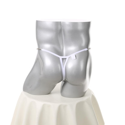 Herren Ice Silk String mit Metallkette Weiß