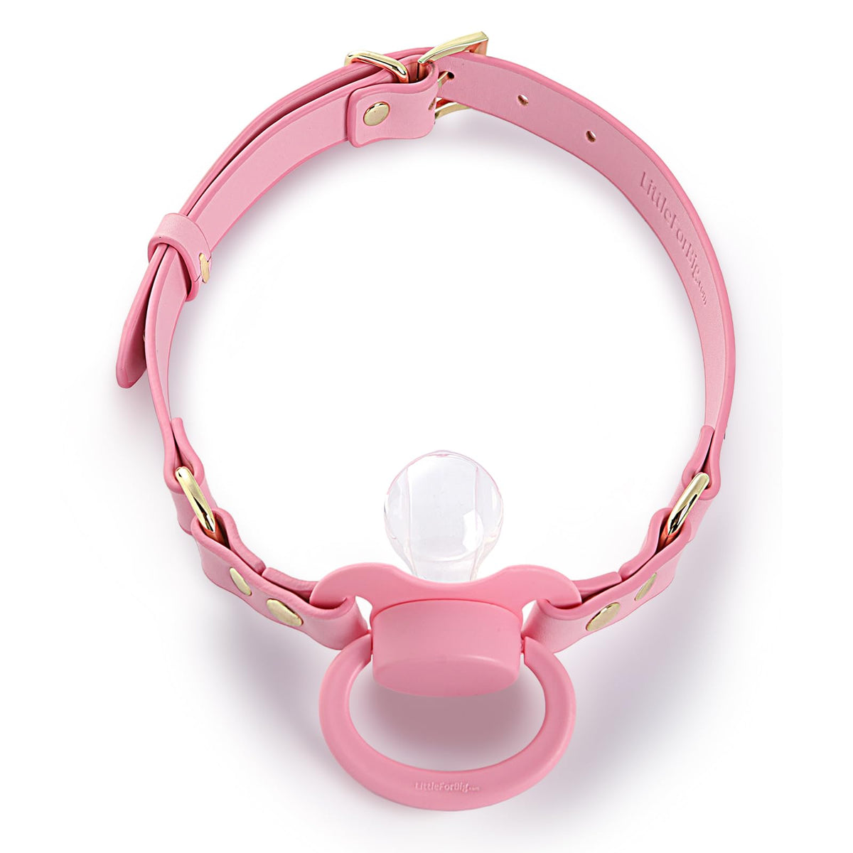 Verstellbares Lederband mit Schnuller- & Gag-Set Rosa
