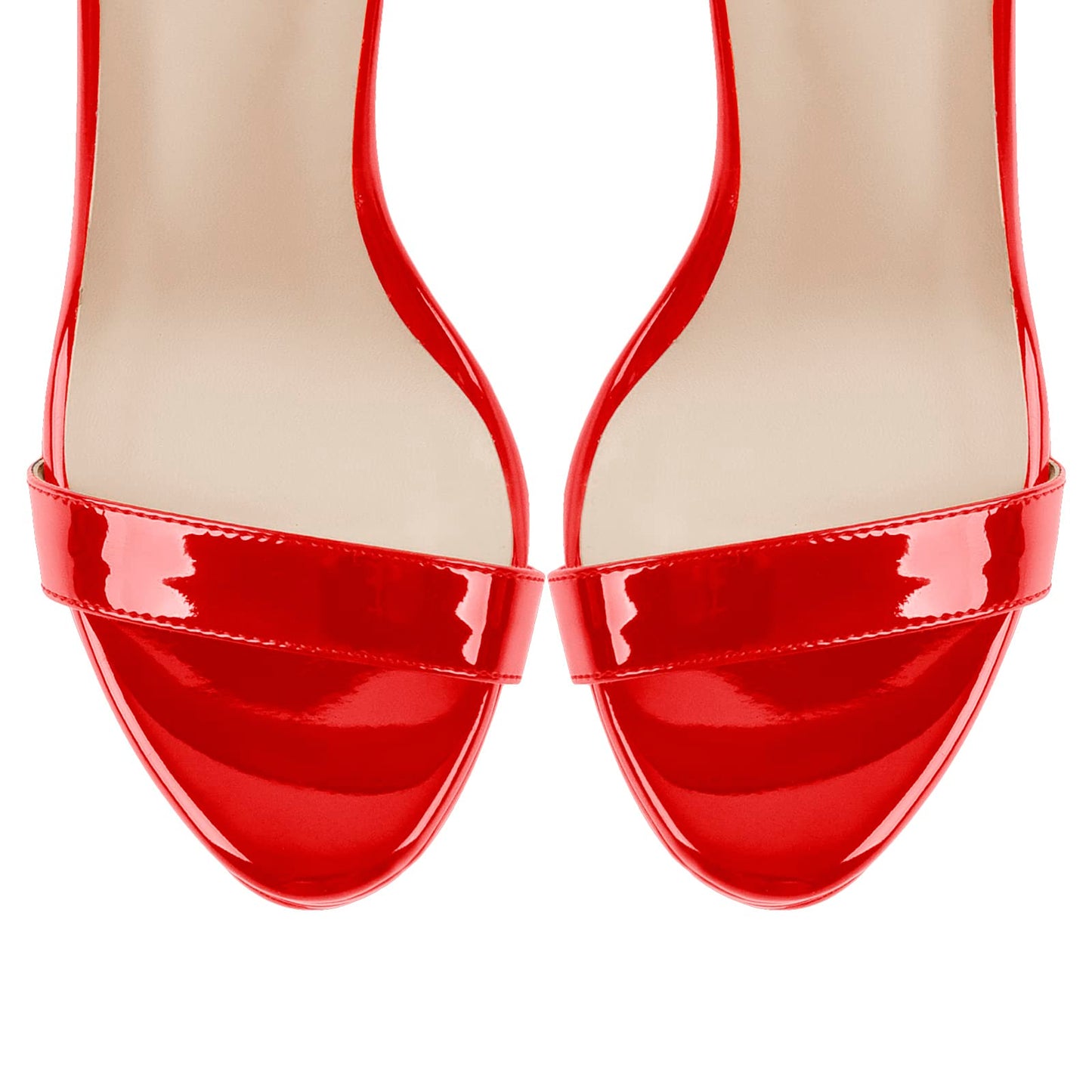 Only maker Damen Fetische High Heels Slingback Sandaletten Plateau Sandalen Stiletto Sommerschuhe Lack Rot 40 EU