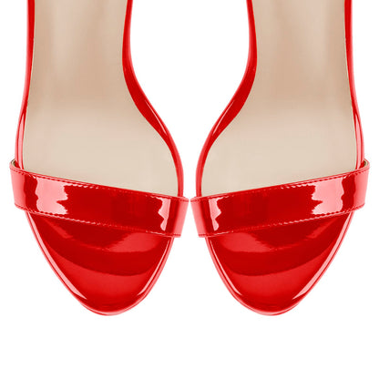 Only maker Damen Fetische High Heels Slingback Sandaletten Plateau Sandalen Stiletto Sommerschuhe Lack Rot 40 EU