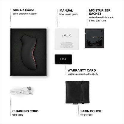 LELO SONA 3 Cruise Schallwellen-Vibrator mit Bluetooth-App, klitoris stimulator für sie, auflege vibration für frauen, 12 Einstellungen mit mehr Leistung und Schallwellen-Technologie (Black)