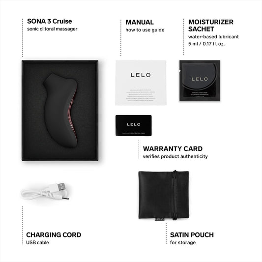 LELO SONA 3 Cruise Schallwellen-Vibrator mit Bluetooth-App, klitoris stimulator für sie, auflege vibration für frauen, 12 Einstellungen mit mehr Leistung und Schallwellen-Technologie (Black)