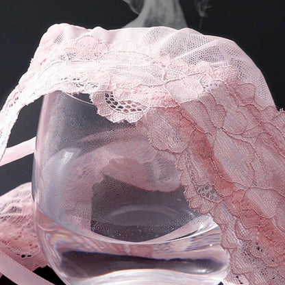 Herren Slip Aus Spitze Und Netz Mit Schleife Durchsichtig 3d Beutel Atmungsaktiv Ice Silk Unterwäsche Reizwäsche Schwarz Größe M(M Pink)