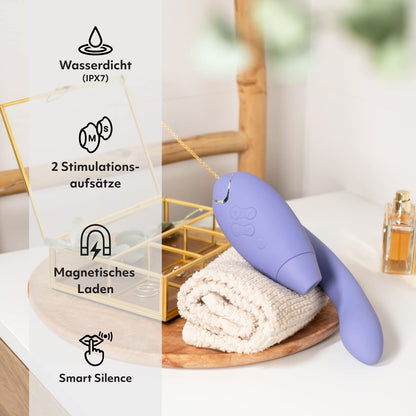 Womanizer Duo 2 Klitoris-Sauger für Frauen - Rabbit Vibrator Sextoy für Klitoris und G-Punkt Stimulation - Smart Silence - Druckwellenvibrator mit 14 Intensitätsstufen - Wasserdicht - Flieder