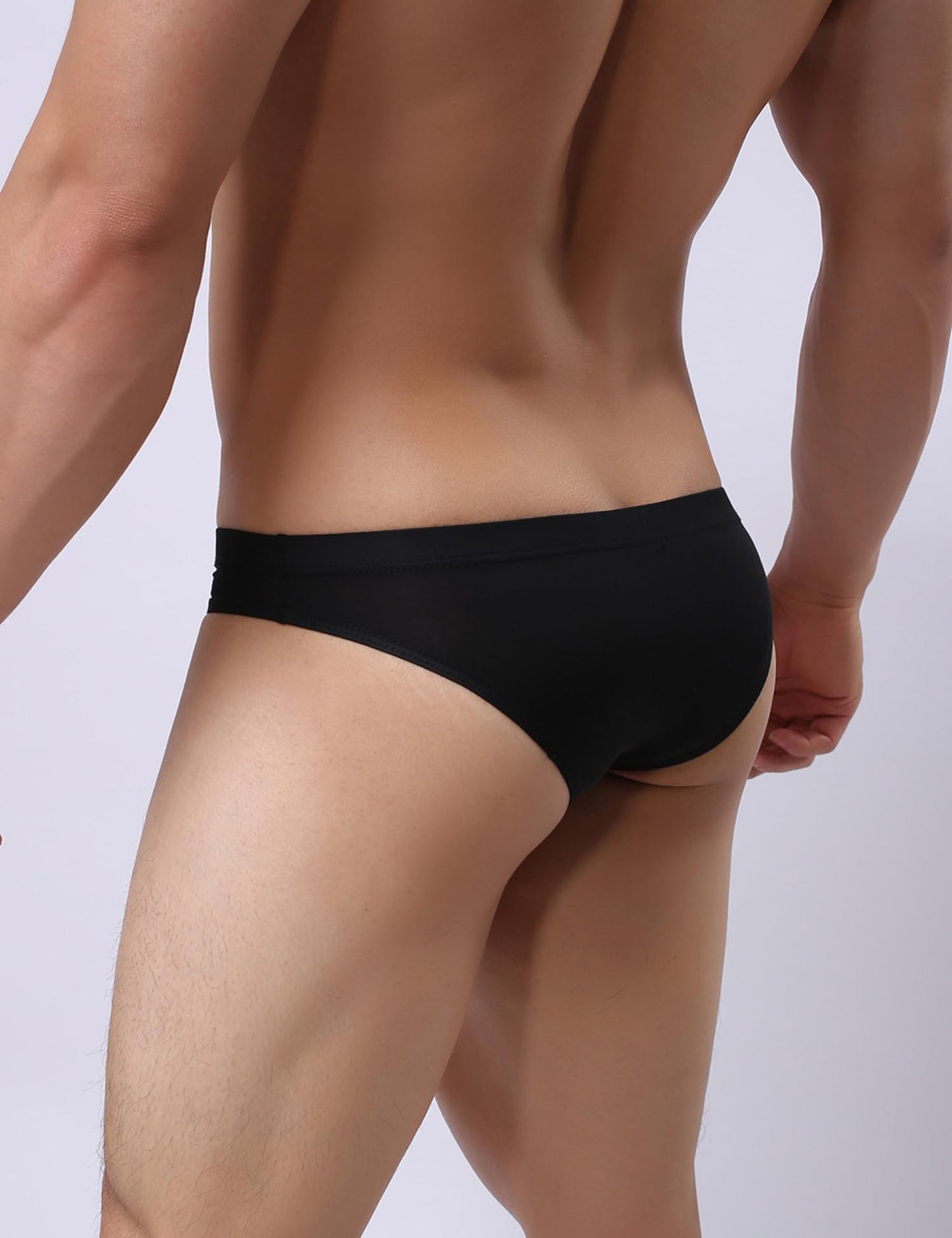 String Tanga Männer mit Loch Sexy Eisseide Slip Sissy Dessous Große Größen Herren Reizwäsche Lustige Unterhosen Vorne Offen Borat Anzug Ouvert Höschen Gay Underwear Thong Briefs Schwarz L