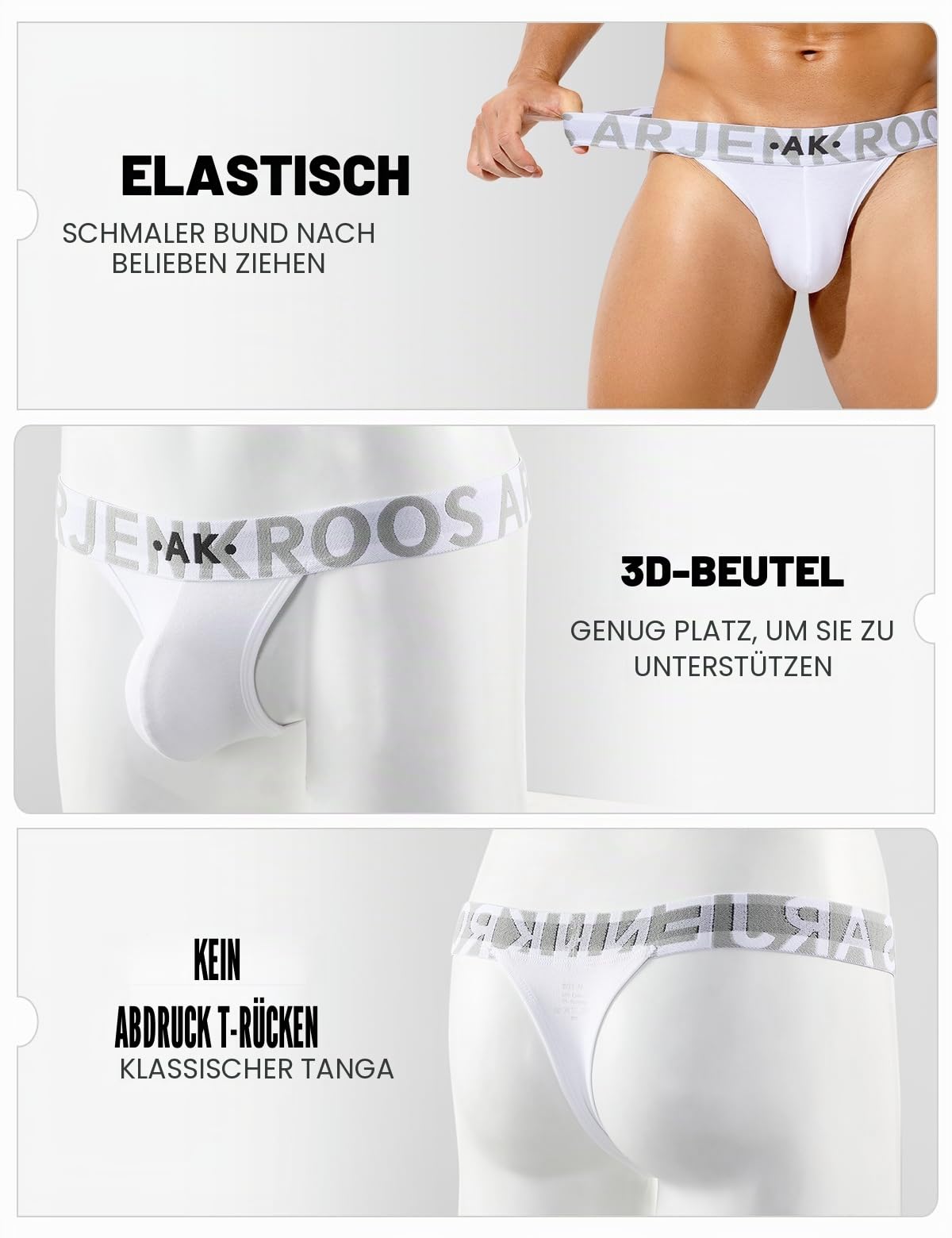 Arjen Kroos Herren String Tanga Baumwolle Thong Low Rise Unterwäsche, L