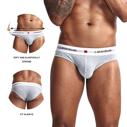 Herren Slips Baumwolle Unterwäsche männer niedrige Taille atmungsaktive Unterhosen geeignet für Sport, Reisen, 3er-Pack