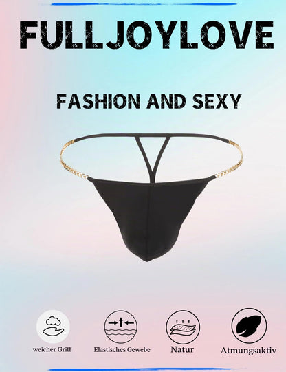 Herren G-String Tanga mit Taille Kette Slips Low Rise Sexy Hot Shorts für Herren Dessous Weicher T-Back Tanga