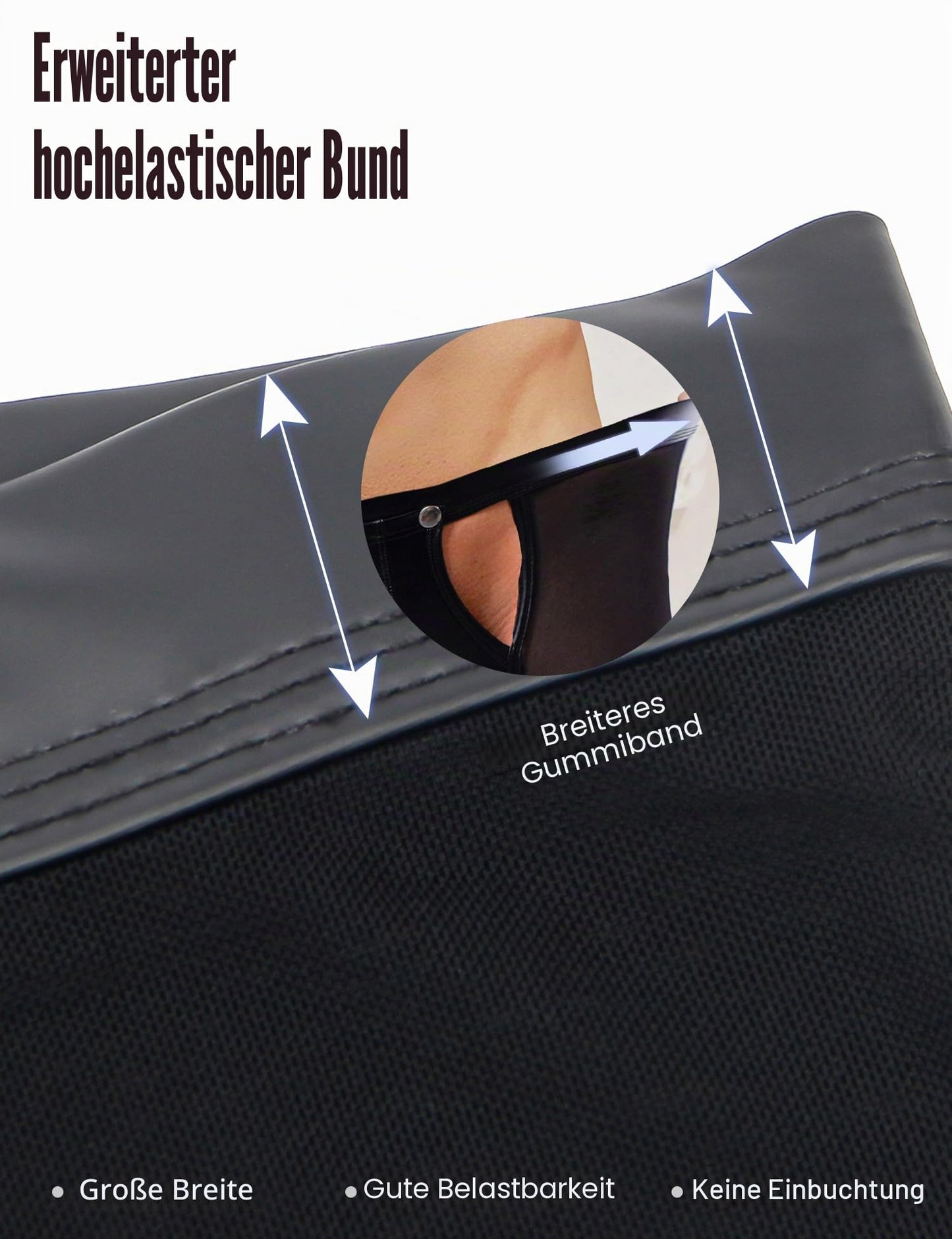 Herren Boxershorts mit Druckknöpfe Leder Unterhosen Schwarz M