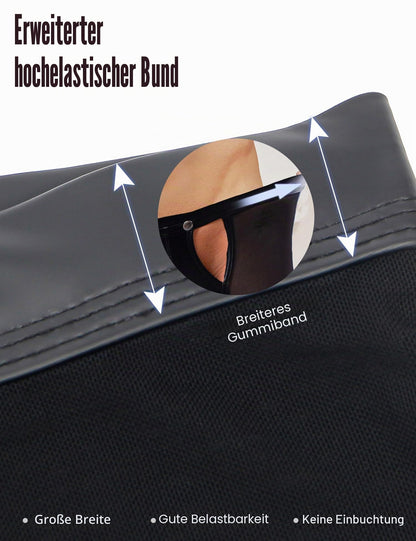 Herren Boxershorts mit Druckknöpfe Leder Unterhosen Schwarz M