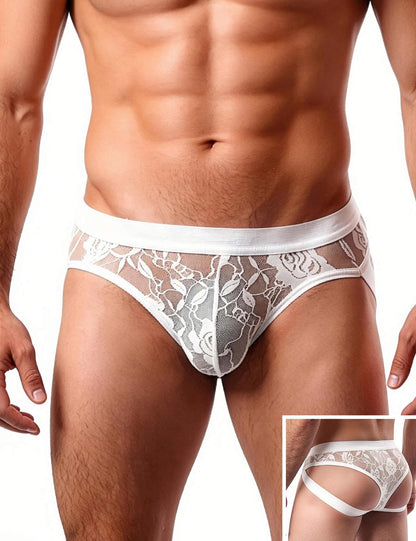 Jockstrap Männer - Gay Unterwäsche - Herren Sexy-  Hinten Offen Spitze  - Sissy - Mesh Unterhosen2 Pack