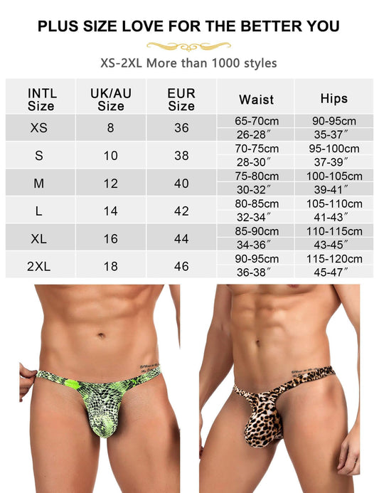 2pcs String Tanga Herren Sexy Unterwäsche für Mann T-Back Slip Beule Ouvert Höschen Männer Große Größen Reizwäsche Sissy Dessous Low-Rise Unterhosen Thong Ouvert Underwear Grün+Leoprd S