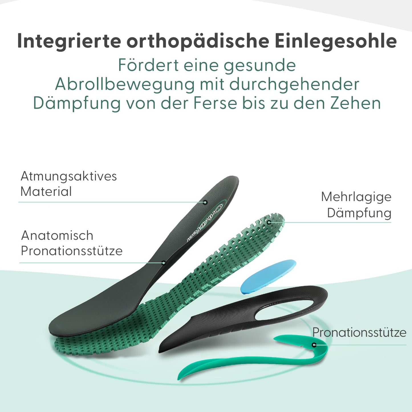 Orthofeet Orthopädischer Herren Sneaker Edgewater Grau, Größe 40 Weit