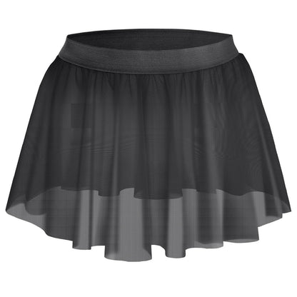 Herren Mesh Sissy Röcke Sexy See Through Crossdressers Unterwäsche Nachtclub Party Cosplay Kostüm (Schwarz)