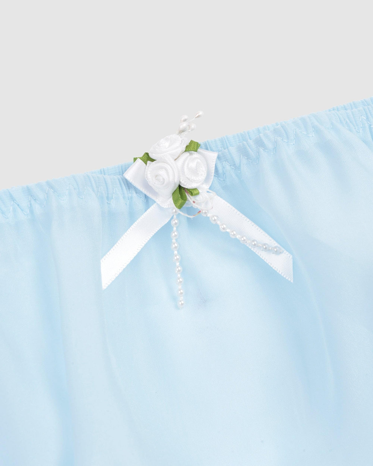 Satini Slip Damen Transparent Volants Spitze Rose, Babyblau - Weiß, XXL