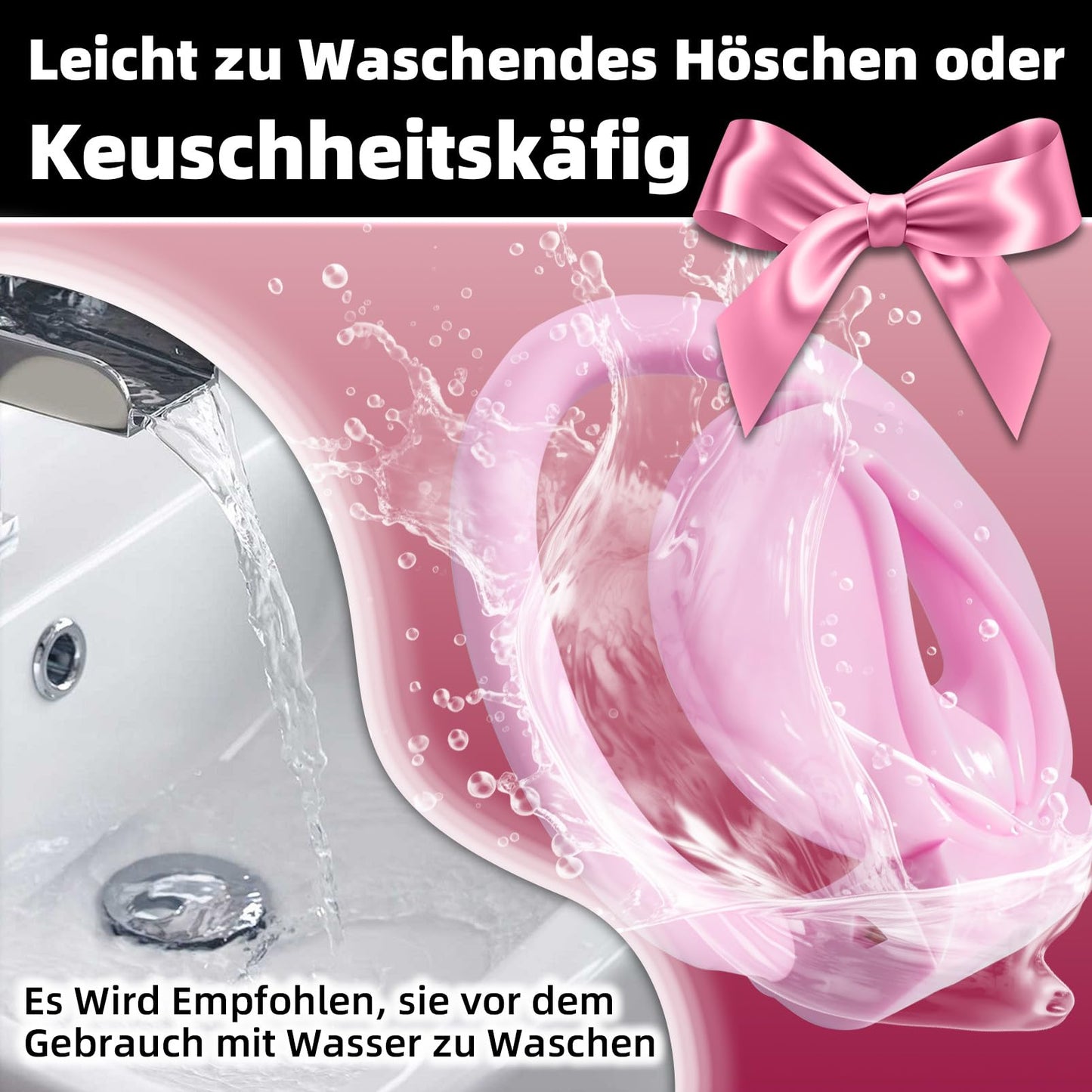 Crysore Herzförmige Chastity Panties mit Rosa Sissy Chastity Cage Anti-Off Keuschheitsgürtel in 2 Größen Erwachsene Sexspielzeug für Männer Penis Training (L,Pink)