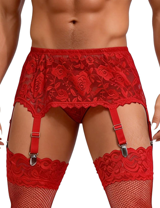 Sexy Strapsgürtel für Herren Breit Gay Unterwäsche mit 6 Clips