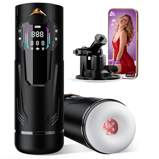 Masturbieren für Männer Handfrei, Masturbator 7 Teleskop 7 Saugen 7 Vibration Taschenmuschi, Sex Spielzeug für die Männer Solo KI Masturbatoren, Vibratorensets Ein-Klick Max Penis Pump Sex Toys Set