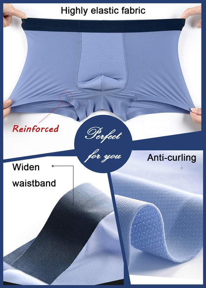 YUSHOW 3er Pack Eisseide Unterwäsche Herren Sexy & Bequem-[Zweite Haut Gefühl] Mesh Atmungsaktive Boxershorts für Männer mit Pouch-Support,Sexy Nahtlose Sommer Unterhosen