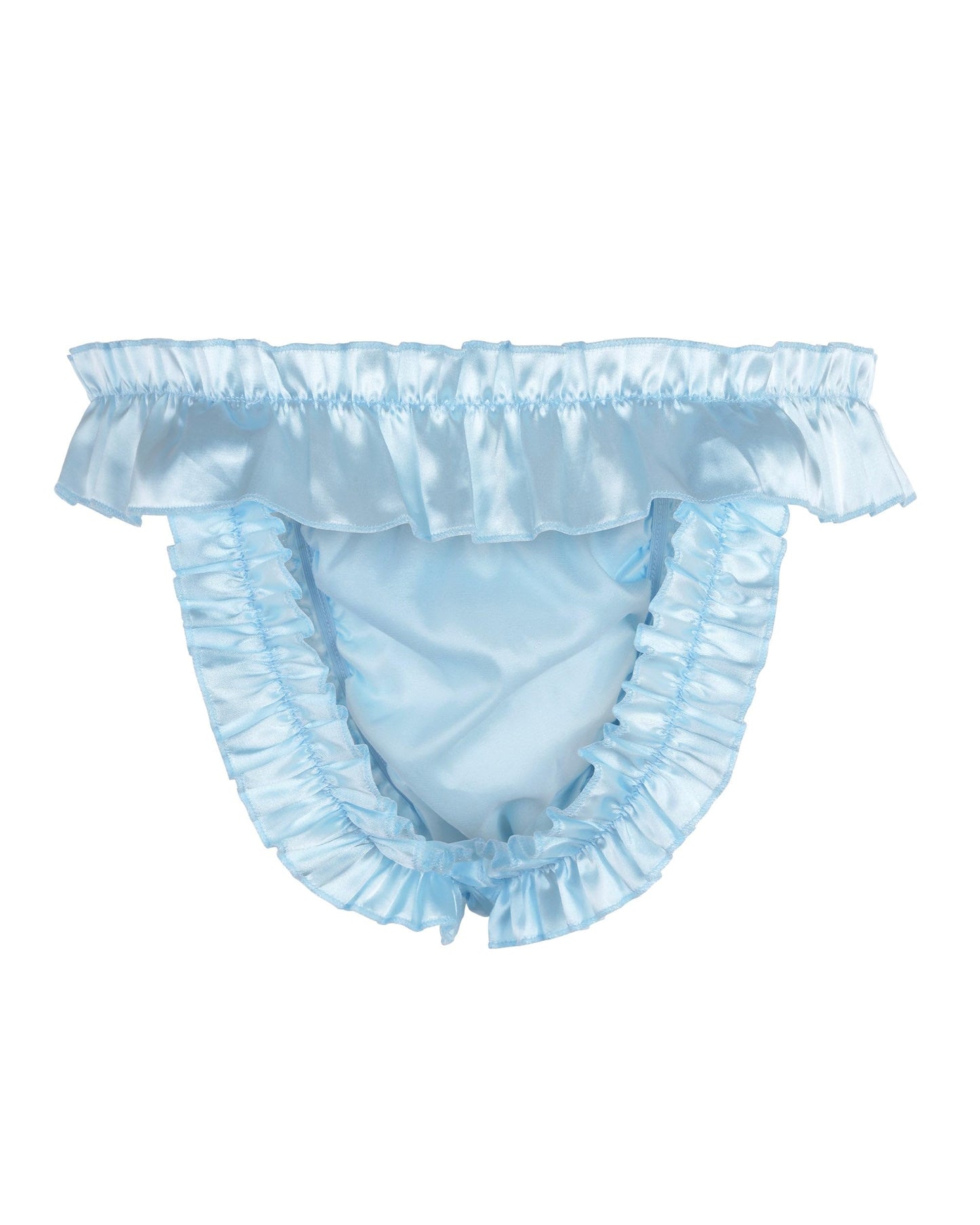 Satini Satin Rüsche die Schleife Tanga Sissy Boy-Shorts Slips Höschen Unterwäsche (Baby blau, L)