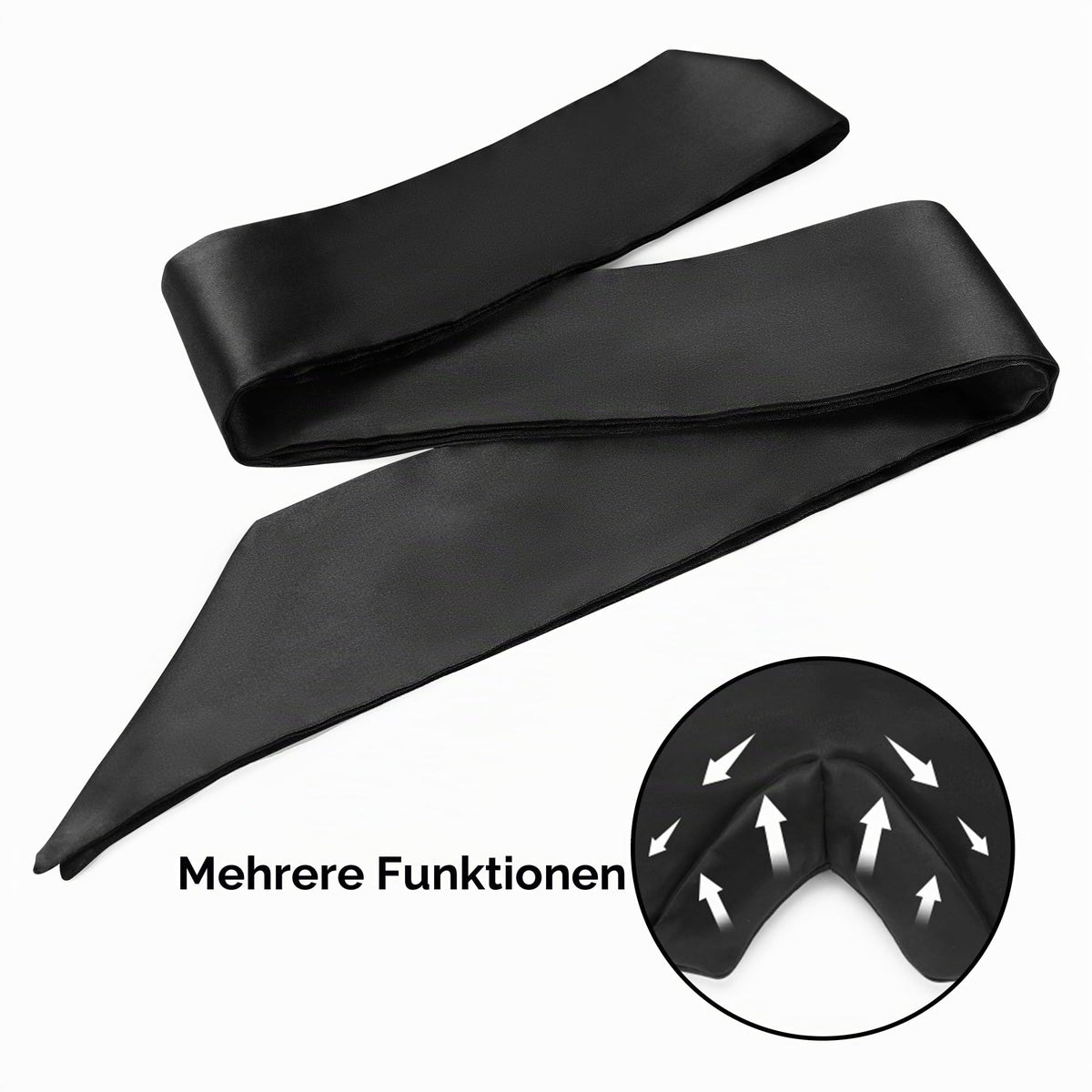 Satin-Schlafmaske – bequeme Augenmaske für Damen und Herren, weich, Schatten für Nacht, Schlafen, Reisen, Meditation, reines Schwarz, Geschenk zum Jahrestag, Geburtstag, 160 cm