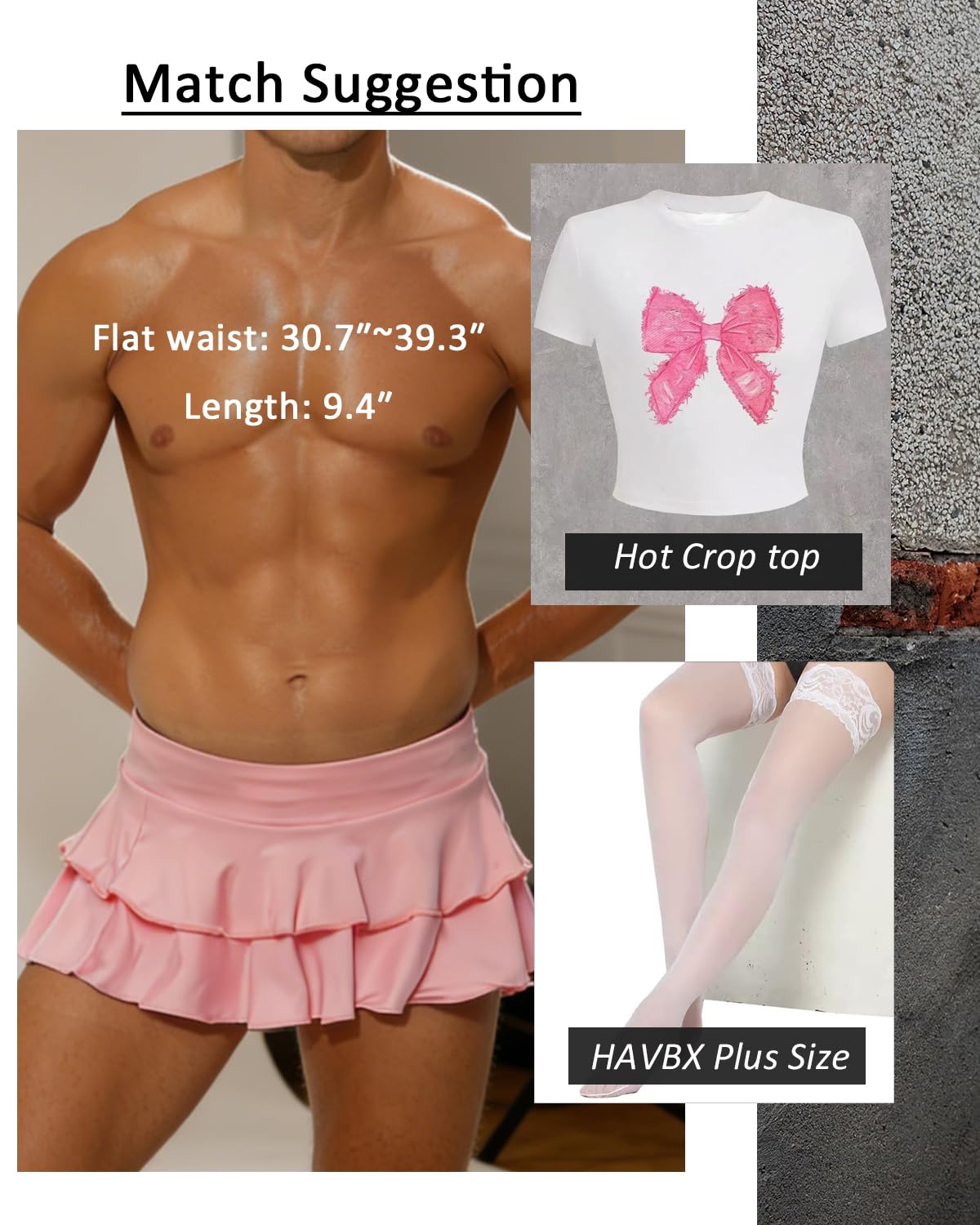 Herren-Mini-Rüschenrock, sexy mehrlagiger Faltenrock, Sissy-Kostüm, Dessous,, Rollenspiele, Pink