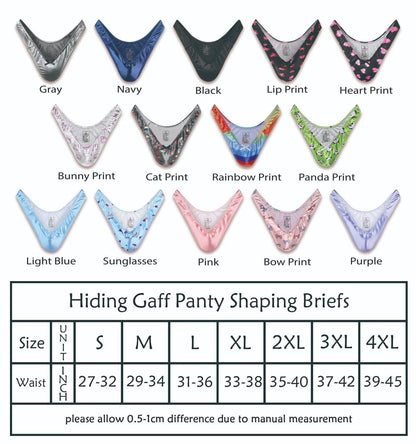 Tucking Gaff Höschen für Crossdresser Hiding Gaff Panty Shaping Panty Unterwäsche Bedruckte Unterhosen für Crossdresser Transgender Weiß L