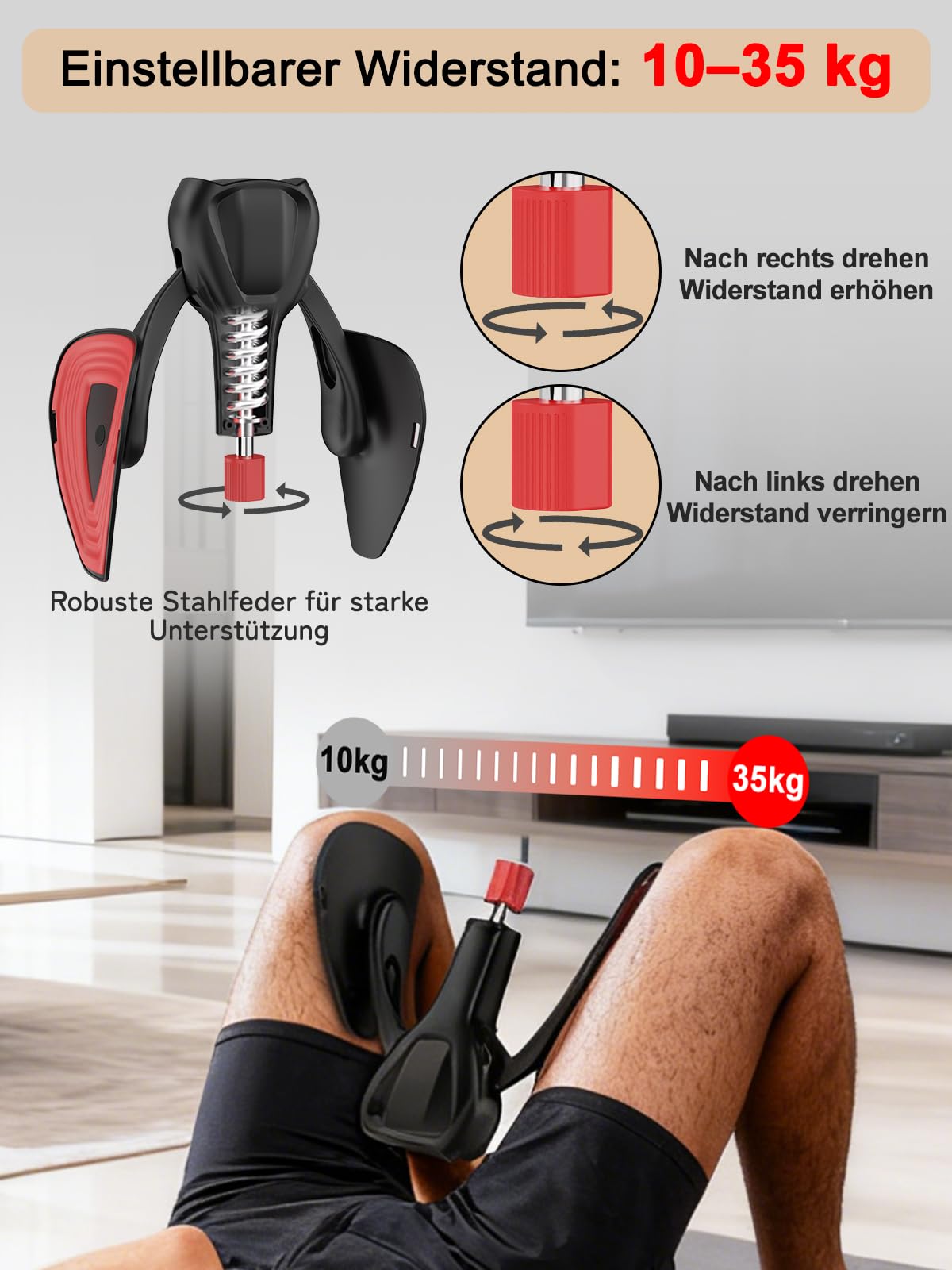 Beckenbodentrainer 10-35kg verstellbar Kegel Oberschenkeltrainer mit Band